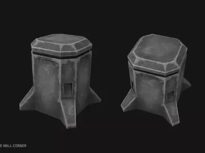 Scifi militarybase wall corner Low-poly 3D model