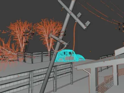 Damaged Town apocalyptic 3D model