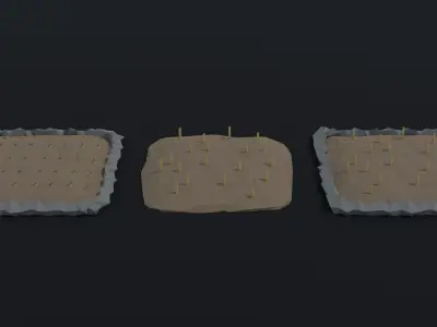 Cartoon fields Polygonal Style Low-poly 3D model