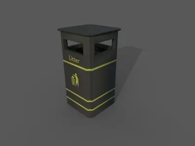 Garbage can PBR Low-poly 3D model