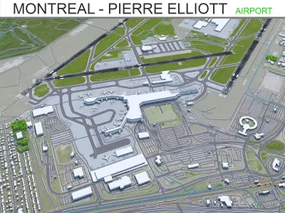 Montreal Pierre Elliott Trudeau Airport 10km Low-poly 3D model