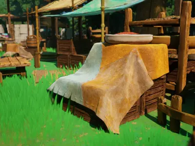 Stylized Asian Market Vol1 Gameready Low-poly 3D model