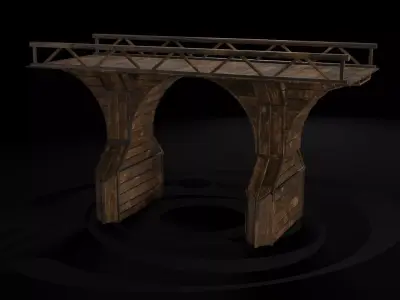 AAA Medieval Wooden Bridge 04 R Low-poly 3D model