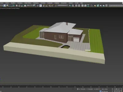 Hause 3D model house on hill 3D model