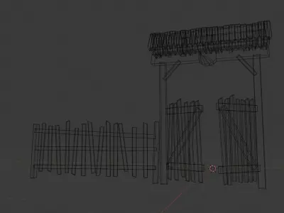 Wooden Gate Low-poly 3D model