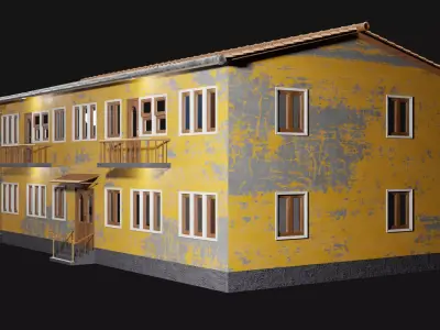 Enterable Two Storey House  Interior and Exterior  Game Ready Low-poly 3D model