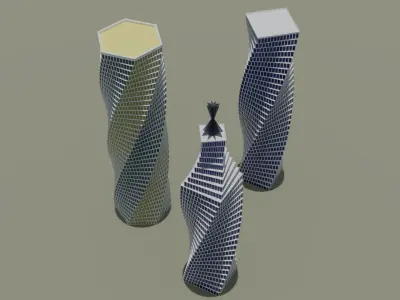 3 building packages lowpoly 3D model