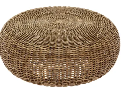 Round rattan pouf california 3D model