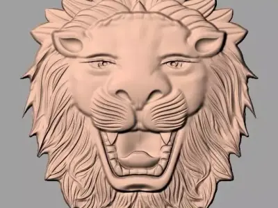 Lion head 3D relief model STL format file for CNC carving E672 3D model