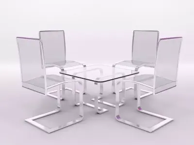 Modern Chair Set with Lighting and Studio Setup 3D model