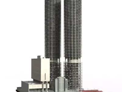 Marina city  Chicago  Low-poly 3D model