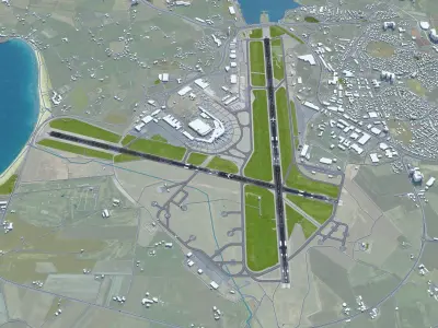 Stavanger Airport 12km Low-poly 3D model
