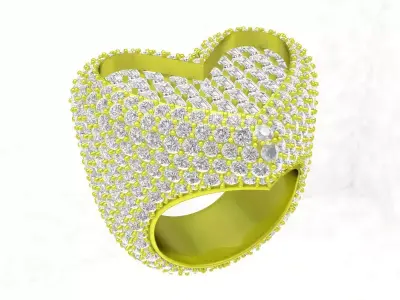 A7829 Luxury Hip Hop Heart Ring 3D print model