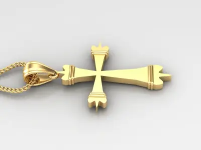 Light Gold 18K Cross Pendant 2CP081 3D print model