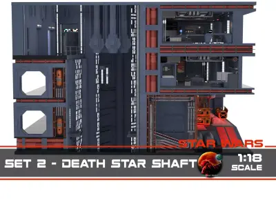 Set 2 - Death Star Shaft 1-18 Scale 3D Model Pack