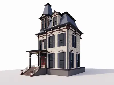 Victorian House 3-Story - small 3D model