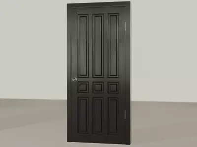 Wooden black door Low-poly 3D model