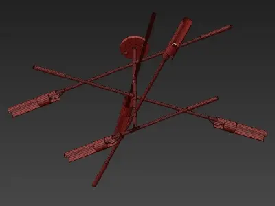 Koben light fixture with four metal rods 3D model