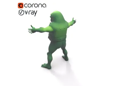 Swamp Monster with Algae Low-poly 3D model