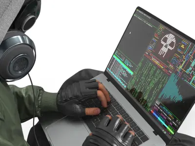  Hacker Streetwear Character Sitting Pose 