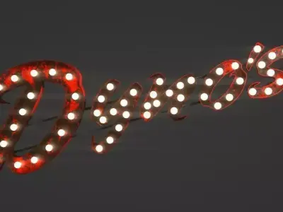 Rusty Dynos Light Sign Low-poly 3D model