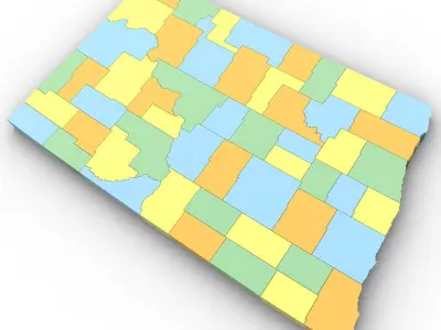 North Dakota Political Map 3D model