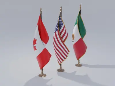 Small Country Flags 4K and 2K Low-poly 3D model