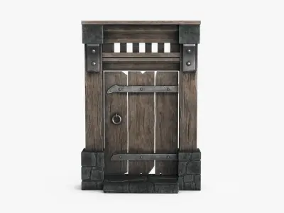 Old Wood Door v3 Low-poly 3D model