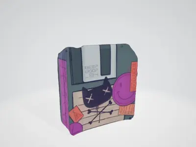 Floppy Disk-Themed Wall for 3D Projects Low-poly 3D model