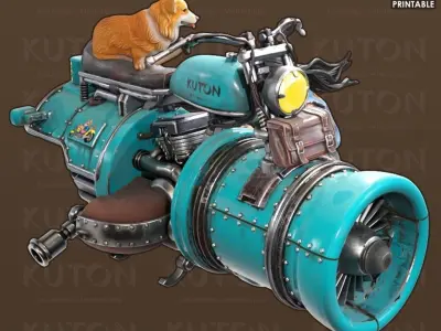 TOUJOU steampunk motorcycle 3D print model