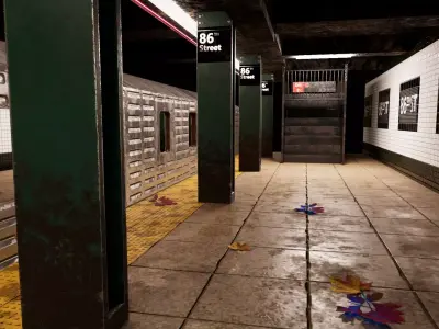 NEWYORK SUBWAY RAILWAY STATION 3D MODEL WITH PBR TEXTURES Low-poly 3D model
