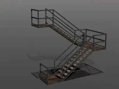 Modular Industrial Steel Catwalks and Staircases Low-poly 3D model