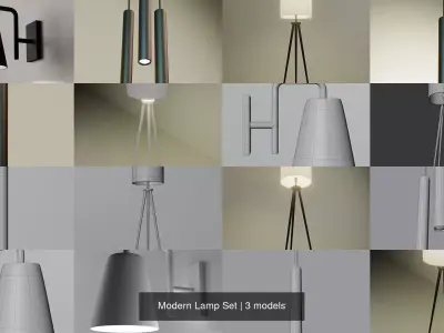 Modern Lamp Set 3D Model Pack