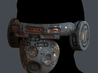 Gas mask helmet 3d model scifi Low-poly Low-poly 3D model