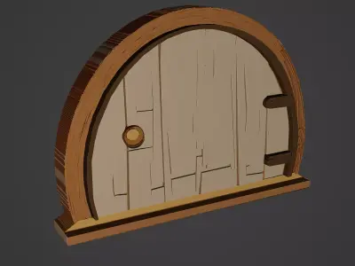 Medieval Door Low-poly 3D model 15