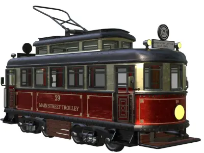 Old Tram Low-poly 3D model