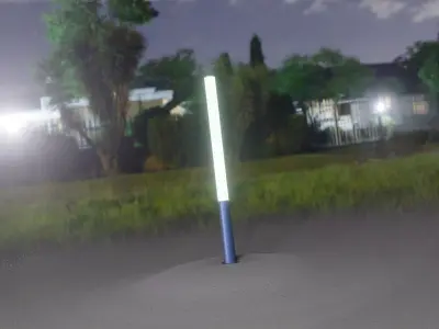 Low-Poly Blue Light Column 28 - Street Light Set-9 Low-poly 3D model