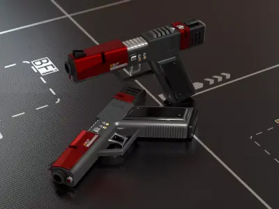 Sci Fi Gun Pistol Low-poly 3D model