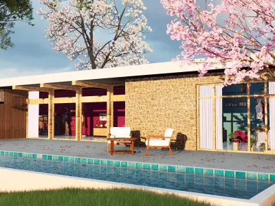 Exterior Modern House  Scene  3D model