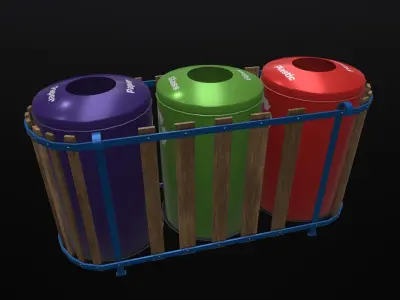 Recycle Bins PBR model2 Low-poly 3D model