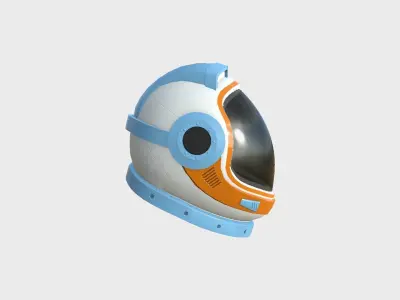 Astronaut Helmet B05 Blue Orange - Character Design Fashion Low-poly 3D model