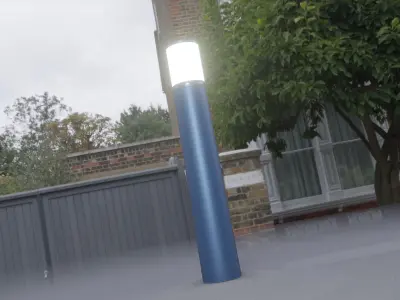 Low-Poly Blue Light Column 27 - Street Light Set-9 Low-poly 3D model