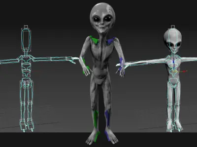 Alien Pbr Low Poly Rigged Low-poly 3D model