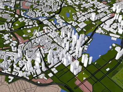 Singapore City Low-poly 3D model