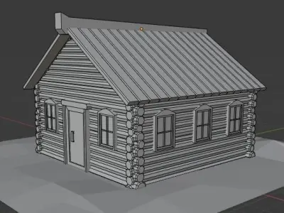 Cartoon Low-poly wooden house Low-poly 3D model
