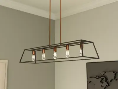 SLEEK MINIMALIST ISLAND CHANDELIER - 5 LIGHT Free 3D model