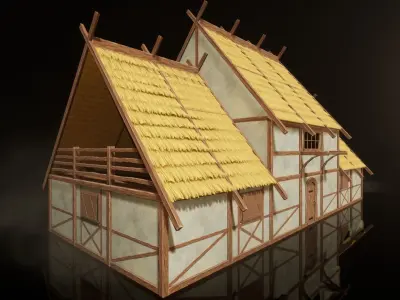 Modular Stylized Medieval Village Kit Low-poly 3D model