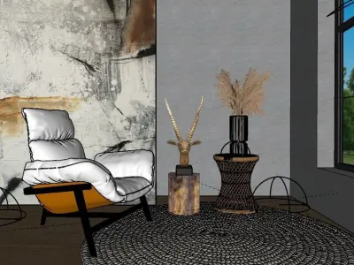 Window Side Seating SketchUp V-Ray 3D model