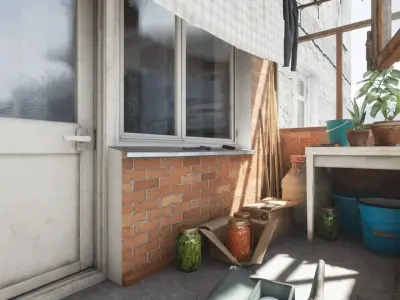 Post Soviet Corridor and Balcony  - UE5 3D model