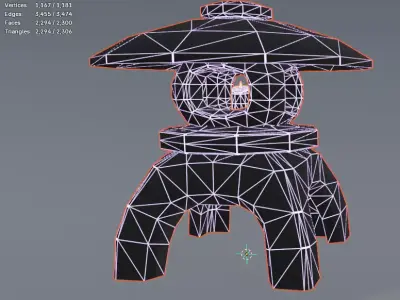 Japanese Stone Lantern Stylized 3D Asset Low-poly 3D model